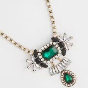 NWT CHICO'S Emerald Green Art Deco Pendant Necklace